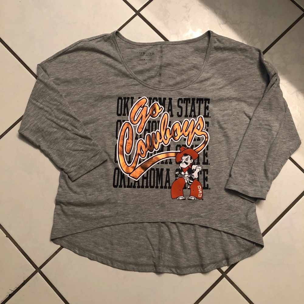 Gray Oklahoma State university shirt